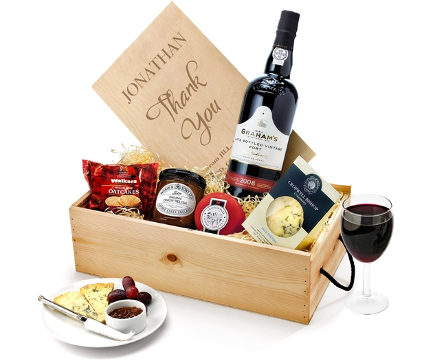 Anniversary & Wedding Port & Stilton Favourites With Engraved Personalised Lid
